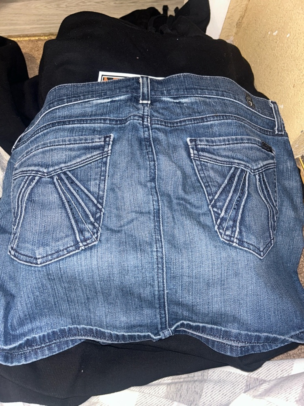 7 For All Mankind Blue Denim Mini Skirt